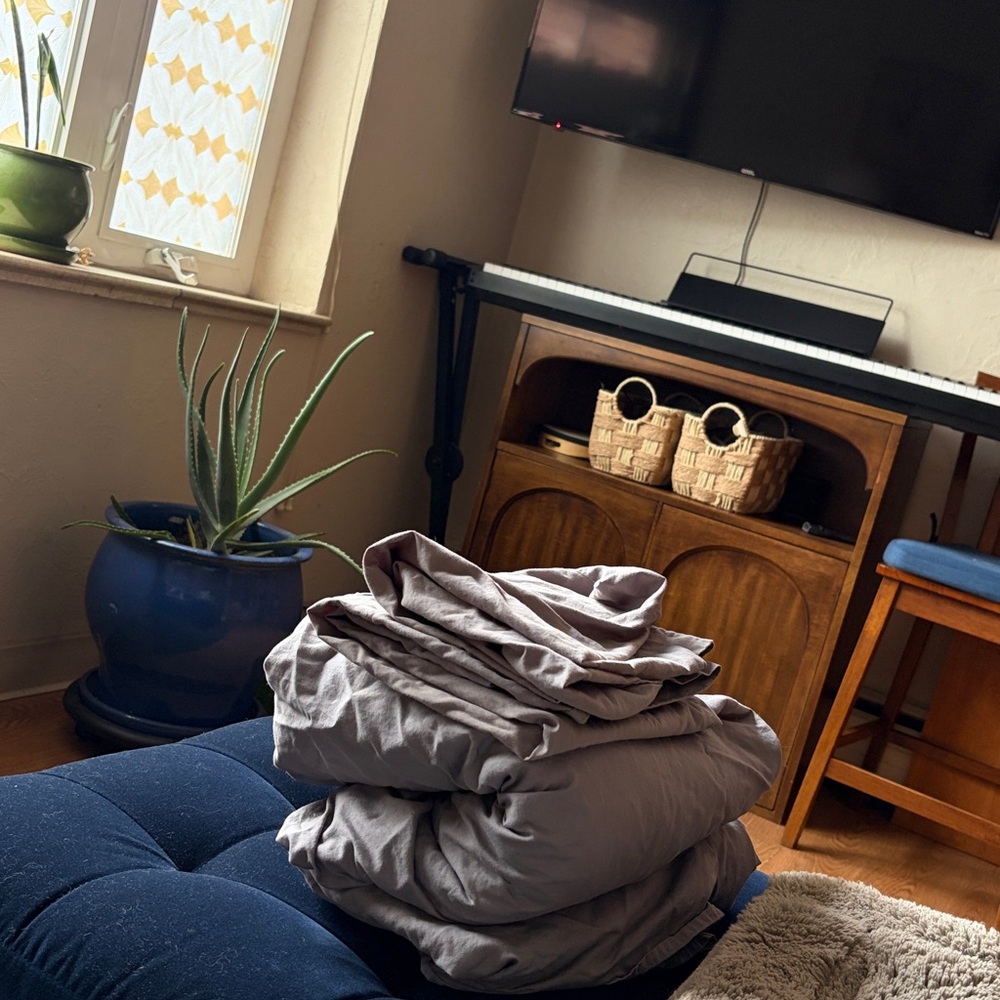 Gray 100% cotton queen sheet set